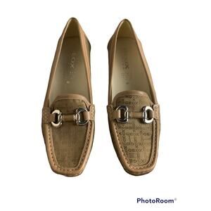 Geox Respira Womens 40 US 9 Leather Logo Driving Loafers Slip On